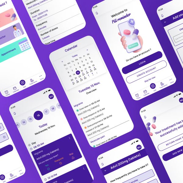 Pill reminder-App-mockups-PurpleBG
